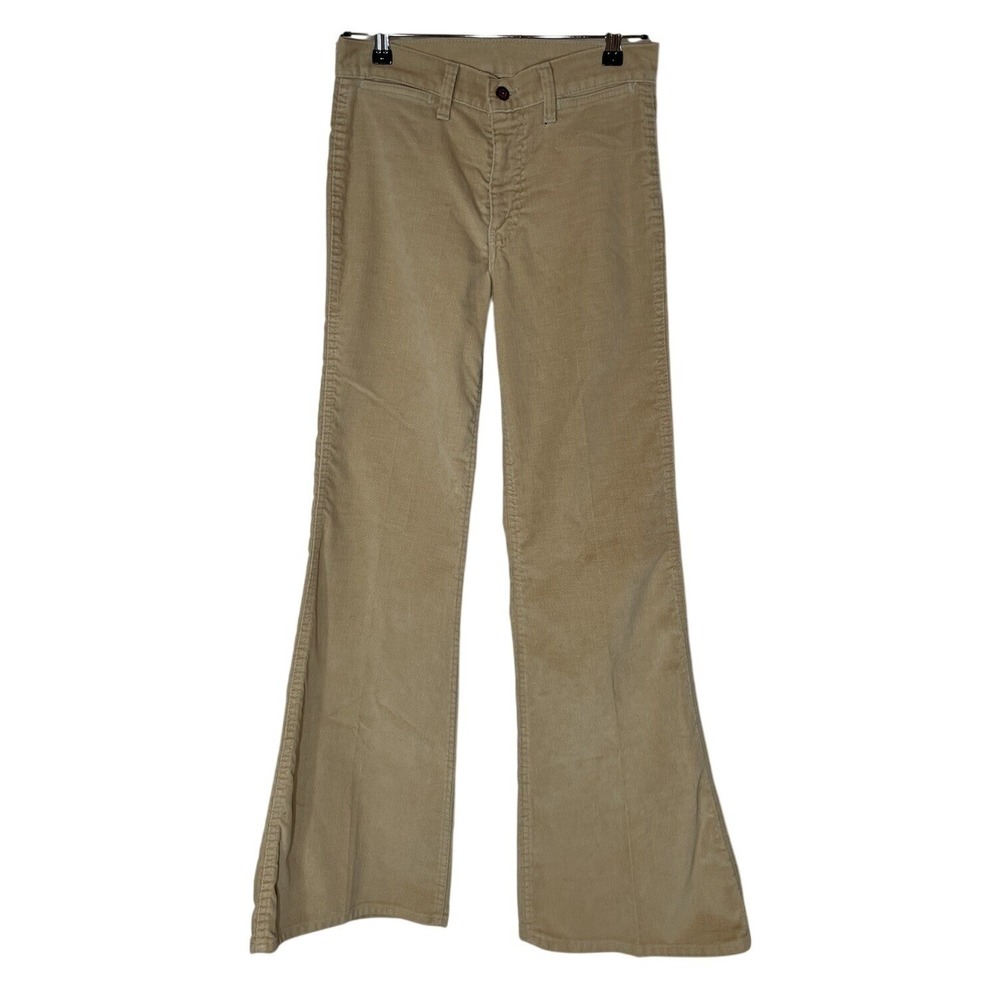 Vintage 70s Levis Velour Corduroy Bell Bottom 646 Pants Orange Tab W29 L32 FLAW